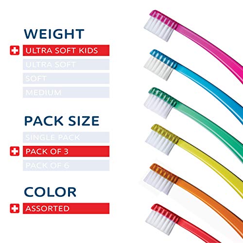 Ultra Soft Swiss Toothbrush 3 Pack - Small Head, Ergonomic Handle for Sensitive Teeth