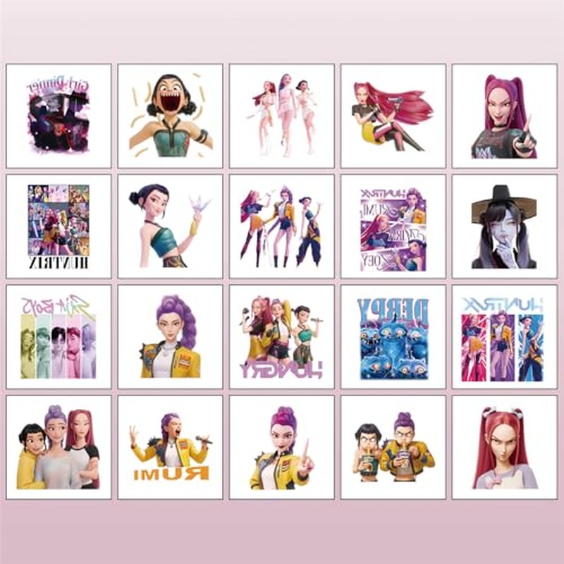 20Sheets Demon Cartoon Hunters Temporary Tattoos Birthday Themed Party Supplies Decoration Favors Korean Idol Movie Sticker for Kids Boys Home Activity Class Prizes Carnival Christmas Rewards (LM)