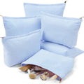 Sanwuta 6-Pack Seersucker Stripe Makeup Bags - Blue, Spacious & Durable