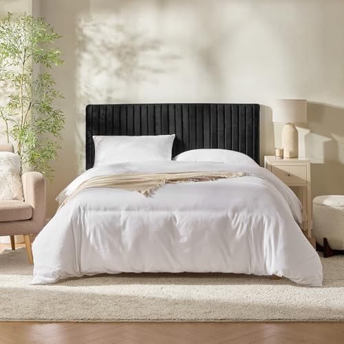 Wall Mounted Queen Headboard - Black Velvet Bed Headboard - Hearth & Harbor