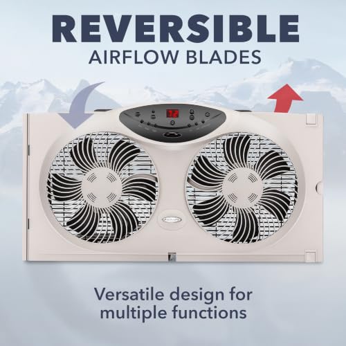 Bionaire Window Fan with Reversible Airflow, Thermostat & Remote, Fits 24-36" Windows