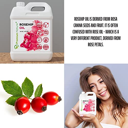16 oz Premium Nature Rosehip Oil for Face, Hair & Skin Moisturizer - Cold Pressed, Unrefined, Versatile Skin Care Oil