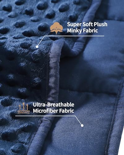 Weighted Blanket for Adults 60x80 Inches Navy Blue 15 lbs Queen Size