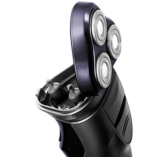Flyco FS372 Men's Waterproof Electric Shaver IPX7 Wet & Dry Rechargeable Rotary Razor with Pop-up Trimmer, Dark Violet