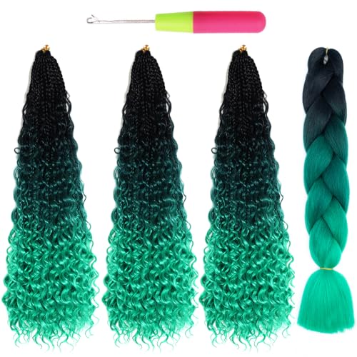 Bohemian Crochet Box Braids Hair with Curly Ends - 22 Inch, Pack of 3, Multi-Color Variation