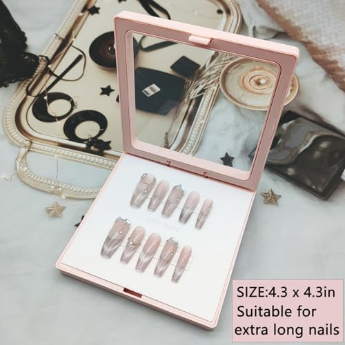Pink 4.3 Inch 3D Floating Nail Display Box with 60 Double-Sided Tape – Press On Nail Packaging