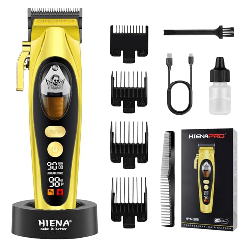 HIENA PRO Professional Cordless Hair Clippers for Men, Hair & Beard Trimmer Hair Cutting Kits, Adjustable DLC Blade Barber Clipper, Gift for Men