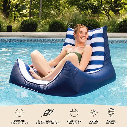 Big Joe Captain's Float Pool Lounger American Nautical Stripe Double Sided Mesh 3ft No Inflation