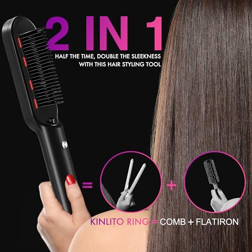 Hair Straightening Comb with Fast Heating & Anti-Scald Safety - Professional Styling Tool
