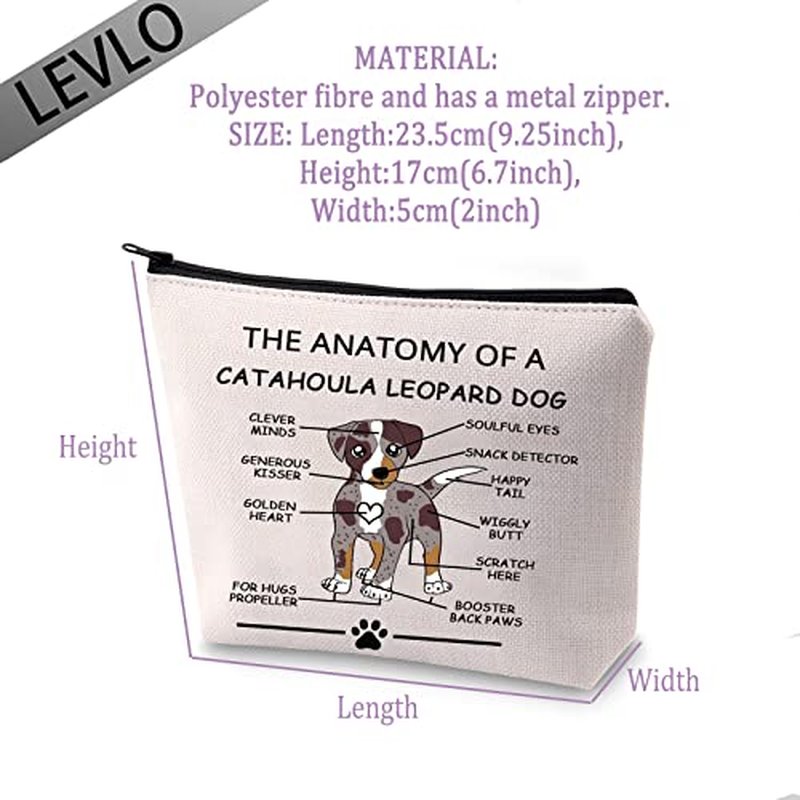 LEVLO Funny Catahoula Leopard Dog Lovers Gifts - Anatomy of A Catahoula Leopard Dog Cosmetic Bags - Veterinary Mom Travel Toiletry Bags