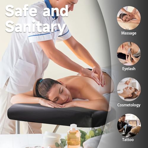 PU Leather Massage Table Cover Protector Wipeable Massage Bed Cover Made of 4-Ways Elastic 100% Waterproof Material, Machine Washable, Fit Rectangular Tables 28-32" Wide (Black, 1Pcs)