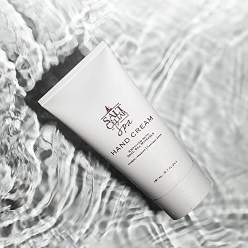 Salt Cellar Spa Dead Sea Mineral Hand Cream, Moisturizer Lotion for Dry, Cracked Skin Enriched with Glycerin, Olive Oil, Paraben Free, Fast Absorbing, 5.1 FL oz (150 ml)