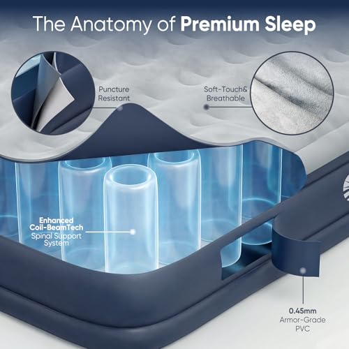 Sekey King Size 20" Raised Air Mattress with Built-In Pump - Grey/King