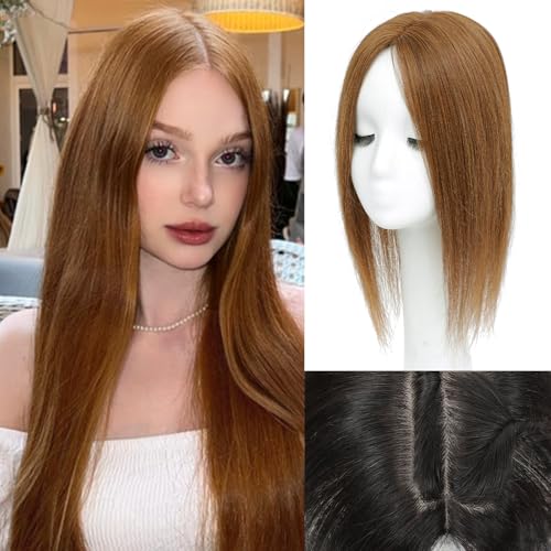 16 Inch Light Brown Human Hair Topper for Women Thinning Hair - ELEVAVE