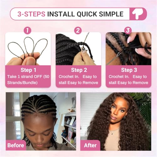 Deep Wave Crochet Human Hair 18 Inch Pre‑Looped 60g - Brown Miracle Knots 4# Variation