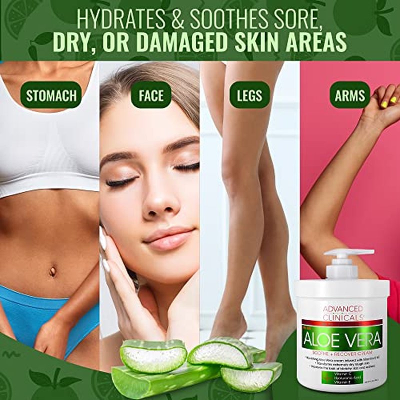 Advanced Clinicals Aloe Vera Skin Repair Cream + Collagen Lifting Body Oil Set