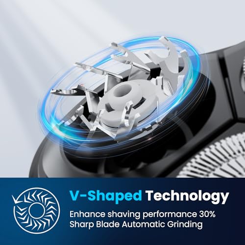 Cordless Waterproof Electric Razor for Men - Black, 10,000RPM Shaver