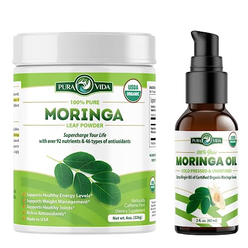 Moringa Powder Organic Single Origin (8 oz) and Organic Moringa Oil (2fl oz)