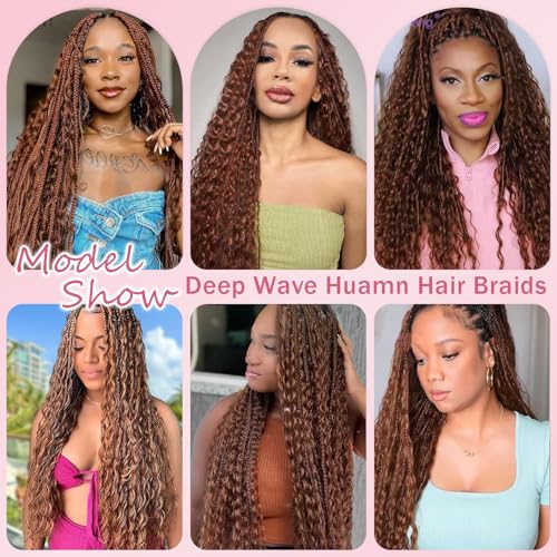 Human Hair Extensions Bulk Curly Braiding Hair 12-28 Inch Light Brown #30 Boho Style 3 Bundles