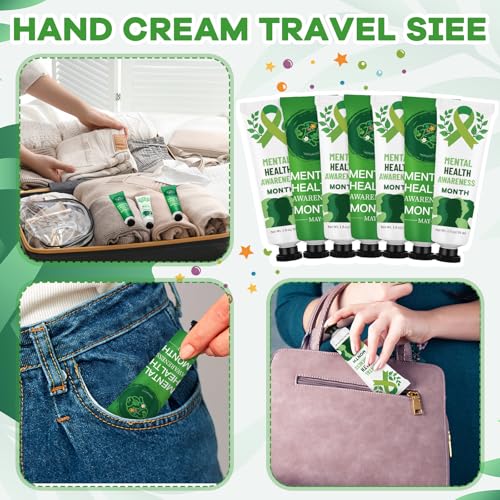 Loopeer 50 Pcs Mental Health Awareness Hand Cream Gift Set Bulk Mental Health Awareness Month Items Travel Size Hand Lotion Gifts for Women Men Public Charity Events Favor