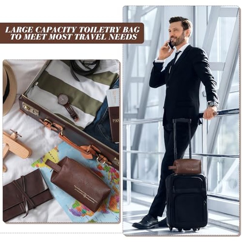 12 Pcs Groomsmen Gifts Bag for Men PU Leather Toiletry Travel May You Be Proud of the Work Sign Large Capacity Makeup Bag with Zipper Employee Appreciation Gift Shaving for Coworker Dad
