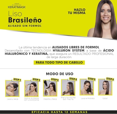 PLACENTA LIFE KERATIMASK Brazilian Keratin Hair Straightening Kit - Formaldehyde-Free, Long-Lasting Frizz Control & Shine