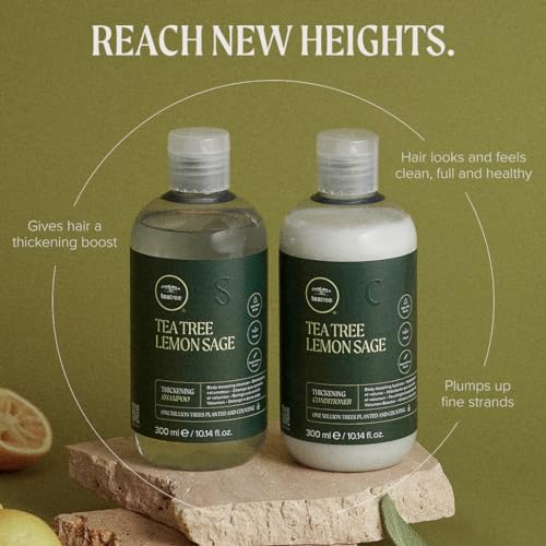 Tea Tree Lemon Sage Thickening Shampoo 10.14 Fl Oz - Builds Body & Volume for Fine Hair