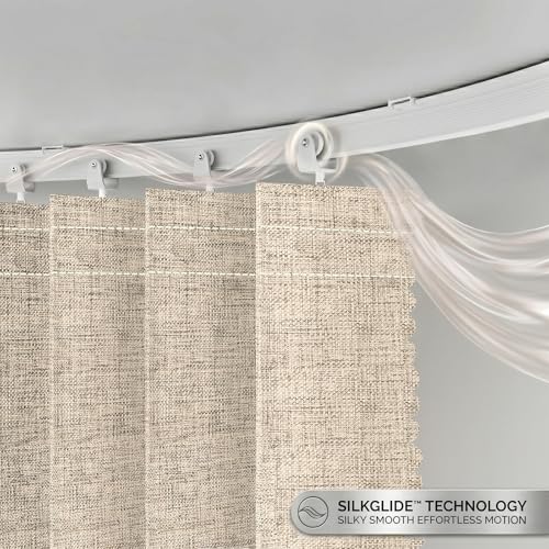 Jilron Accordion Room Divider with Ceiling Track, 100"W x 96"L, Beige, Easy Setup