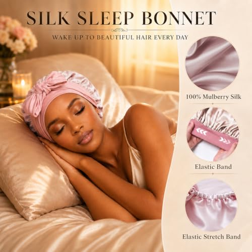 SilkSilky Pale Mauve 100% Mulberry Silk Bonnet for Sleep & Hair Care