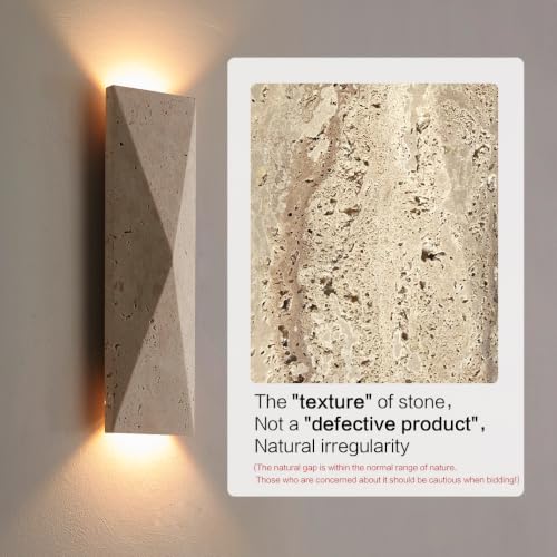 LVLVlech Travertine Wall Sconce - Natural Stone Up-Down Light for Hallway & Bedroom