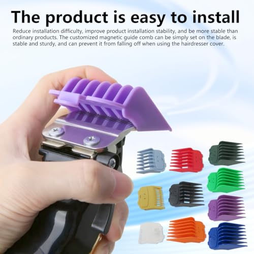 US! 10-Pack Magetic Clipper Guards Set for Baby*liss Pro FX870/ FX825 Series, Color Coded Clipper Guides Replacement - Length: 1/16" to 1"
