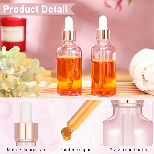 Nuogo Pink 2oz Glass Dropper Bottles for Essential Oils - 50 Pack