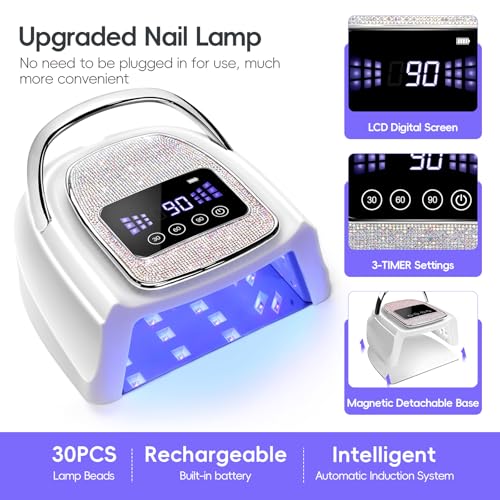 COSCELIA U V Nail Lamp Cordless Rechargeable U V Light for Gel Nails Prossional Automatic Sensor 3 Timer Quick Drying Glitter Nail Dryer Gifts for Women