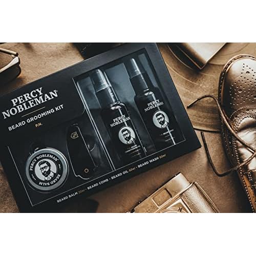 Percy Nobleman Beard Grooming Kit ? Gift Set with Signature Scented Beard Oil (1.7 fl oz), Beard Wash (1.7 fl oz), Beard Balm (0.7 fl oz) & Beard Comb for Softening, Hydration & Beard Maintenance