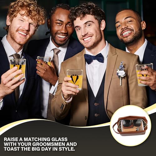54Pcs Groomsmen Gift Set of 6 Proposal Gift Box with Toiletry Bags Whiskey Glasses Sunglasses Knives & More - Variation of THIS listing