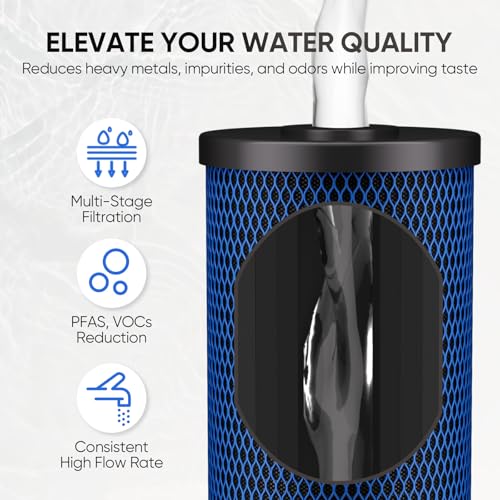 PUREPLUS 5 Micron 10x4.5 Inch Whole House Water Filter Cartridge 2 Pack PFAS Removal