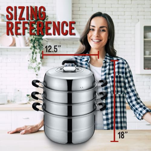 Concord 3-Tier Stainless Steel Steamer Set 32 cm - Multi-Use Kitchen Cooker