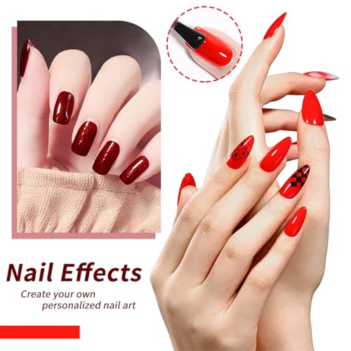 Red Gel Nail Polish Set 12ml 12-Piece Kit with Cat Eye Glitter Pearl - Variation of THIS listing