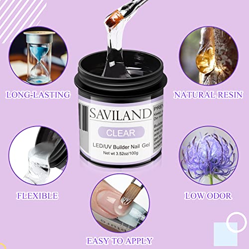 SAVILAND Clear Builder Nail Gel - 3.5 oz for Nail Extensions & Art, Variation A