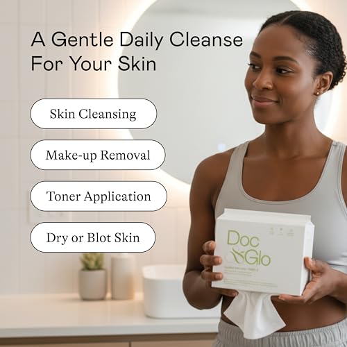 Doc & Glo Face Towel Wipes, Dry Disposable Face Towels, Perfect For Cleansing, Toning & Makeup Removal (Pack of 100)