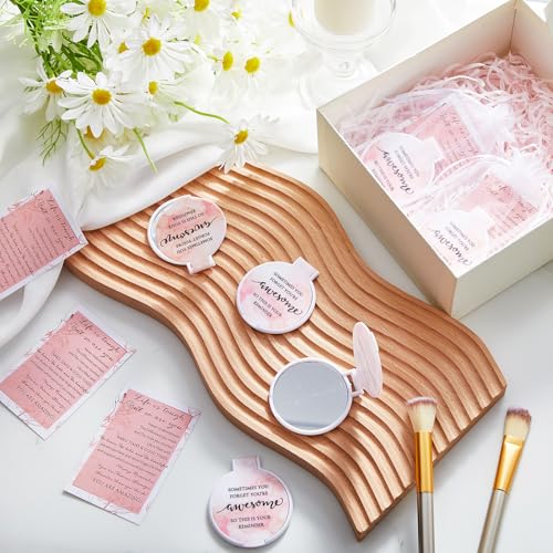 Cinnvoice 50 Set Inspirational Compact Mirrors for Women - Pink Marble Variation