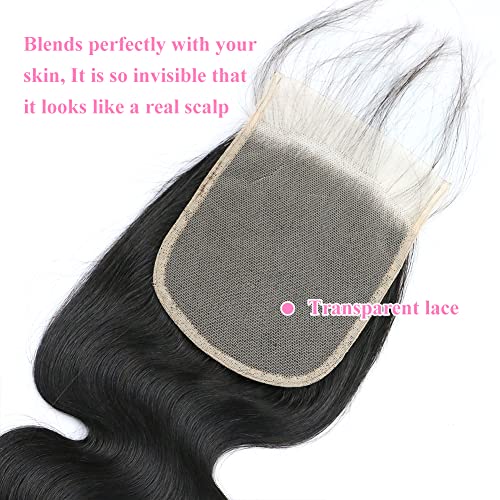 5x5 Transparent HD Lace Closure Body Wave 14 Inch - Natural Black Brazilian Virgin Remy Hair