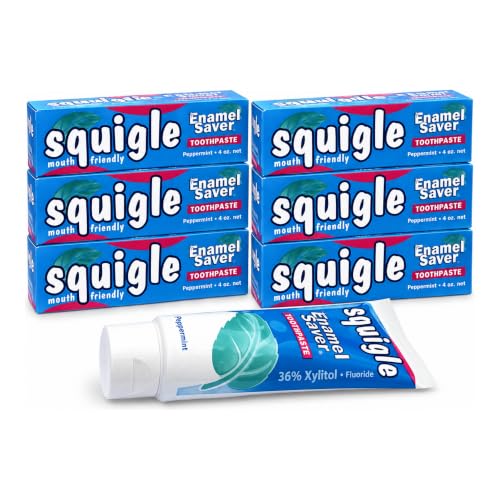 Squigle Enamel Saver SLS-Free Toothpaste with 36% Xylitol, 6-Pack