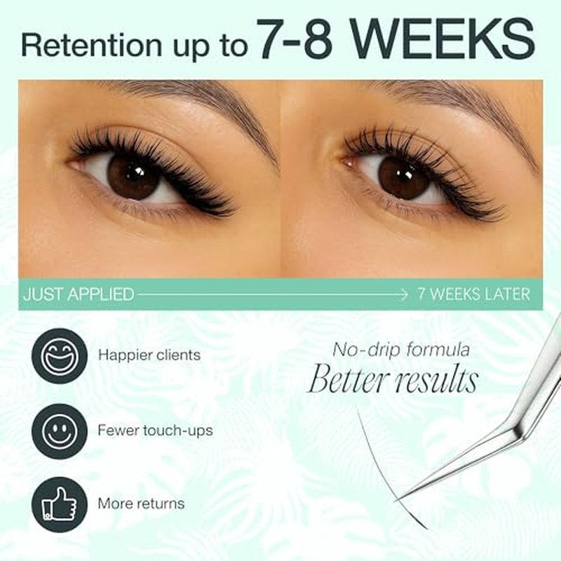 LASHVIEW Eyelash Extensions Glue, 0.3 Sec Fast Drying Retention 6-8 Weeks Black Adhesive Professional Sensitive Waterproof Glue 5ml /0.17 fl.oz FH01