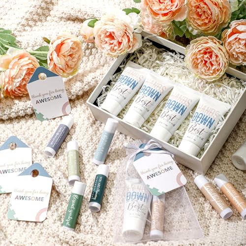 10 Sets Inspirational Thank You Gifts Bulk for Women - Hand Cream & Lip Balm Set - Employee Appreciation, Teacher, Staff Favors - Variation of THIS listing