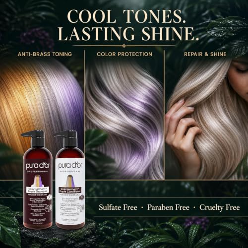 Purple Shampoo & Conditioner Set - Color Tone Correcting 32 Fl Oz - Blonde & Silver Hair