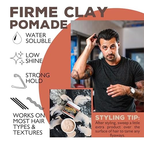Suavecito Pomade Firme Clay - Strong Hold Hair Clay For Men - Low Shine Matte For Natural Texture Hairstyles
