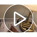 Nightstand with Charging Station - White & Gold Bedside Table with Drawer & Open Shelf - Variation: White-Outlet