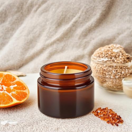 PetalPursuit 2oz Amber Glass Jars with Lids - 48 Pack, Light-Protective, Leak-Proof Storage for Cosmetics & Crafts