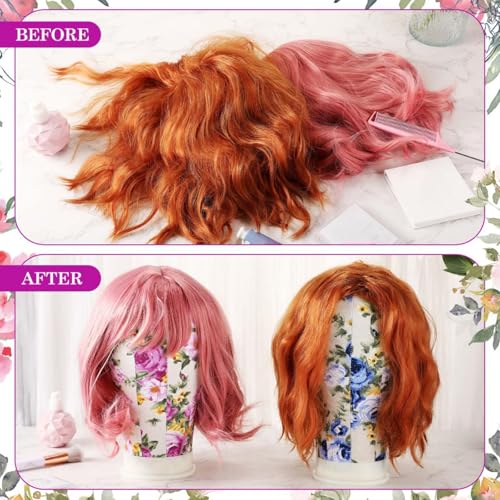 2 Pcs Mannequin Heads for Wigs, 22 Inch Canvas Display Stand Set